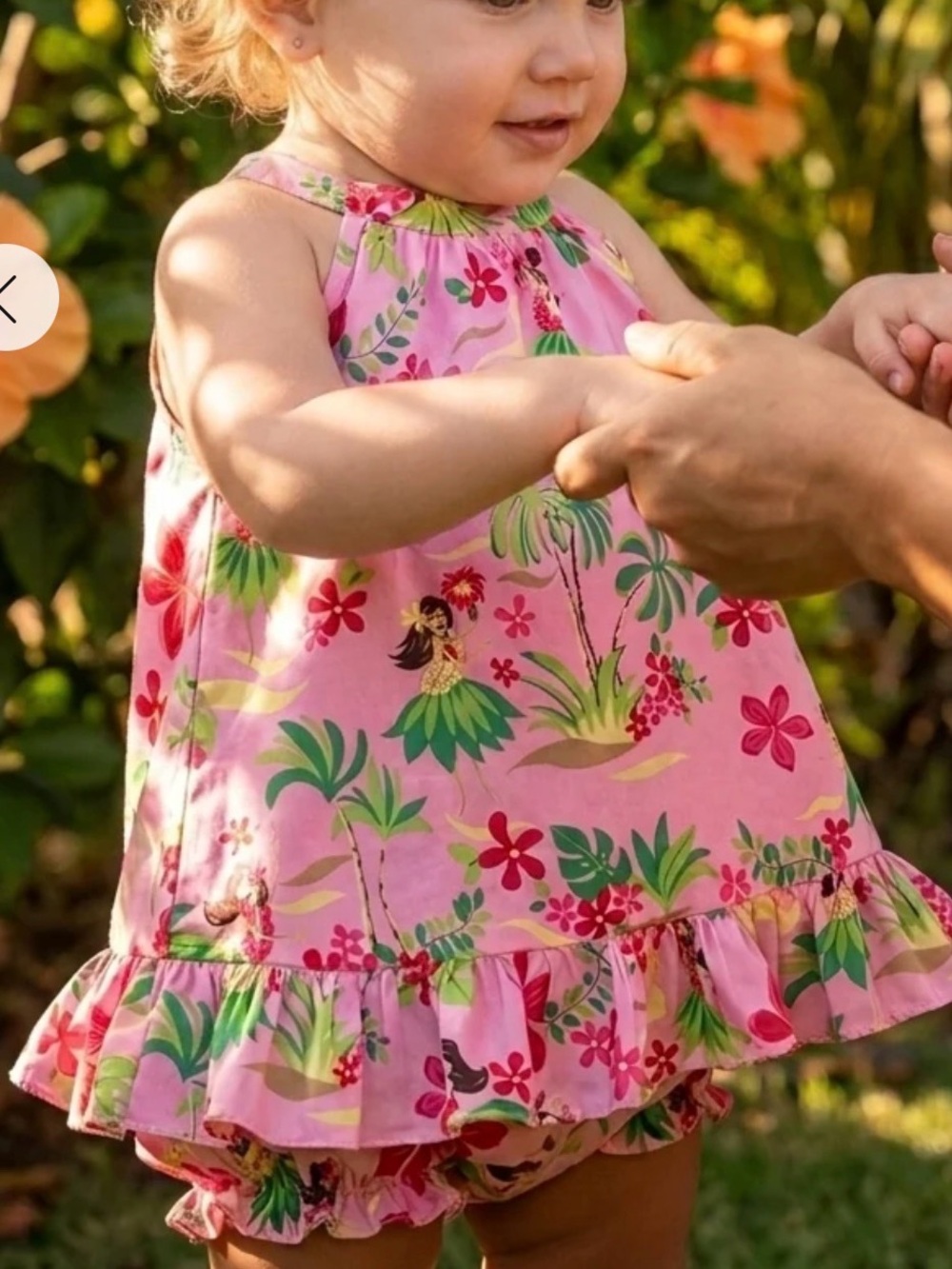 Toddler Pink Tropical Print Halter Camisole Set 18 months